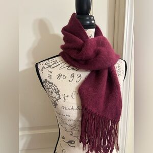 Angora Rabbit Hair Burgundy Scarf